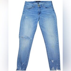 Flying Monkey Size 28 Light Wash Distressed Raw Step Hem Skinny Jeans Y1513